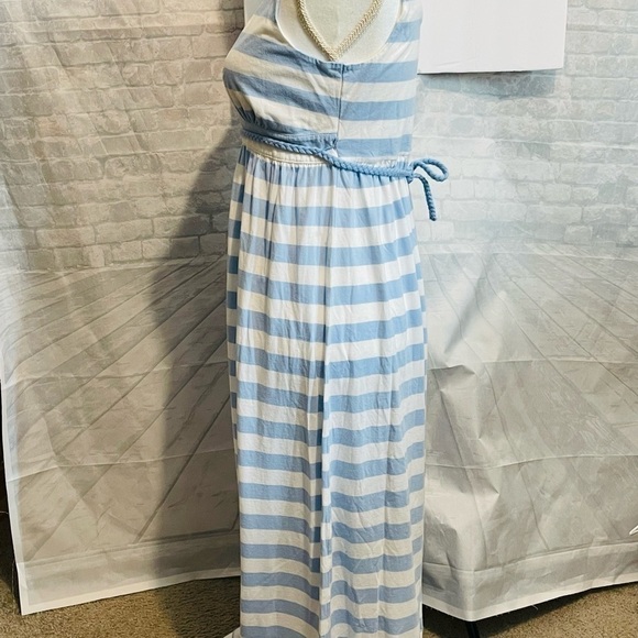 NAUTICA Maxi dress, Pima Cotton, Sz medium. Sleeveless blue and white striped. - Picture 4 of 7